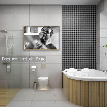 Regine Switzerland Funny Friday Bathroom Poster - Black & White Wall Art Canvas Print | 12x18 Inch Unframed Decor