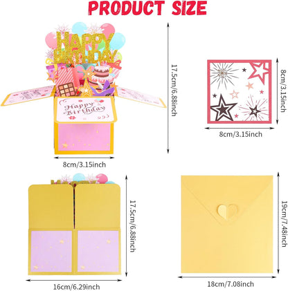 Steford Happy Birthday Pop-Up Card - Unique 3D Greeting Gift Box for Adults & Kids | Handmade Design