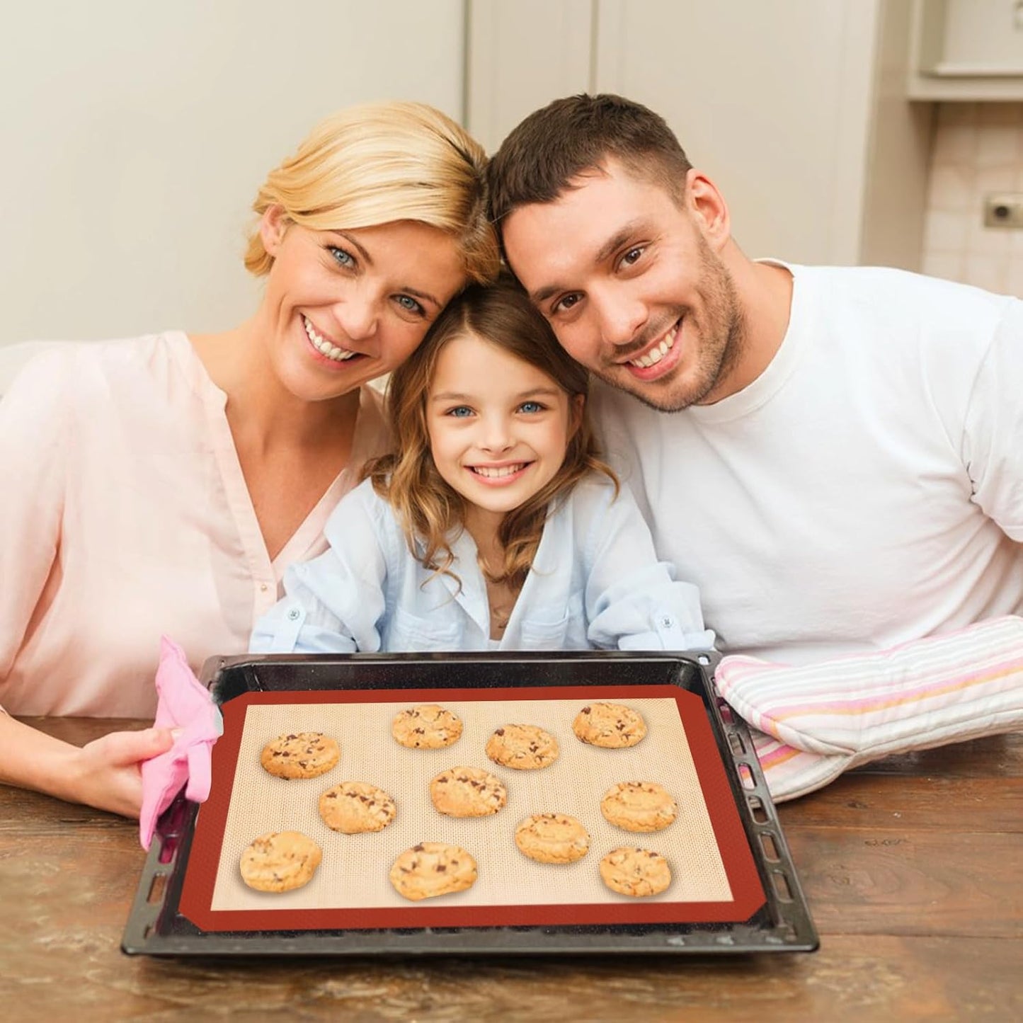 Silicone Baking Mats - 3 Pack Non-Stick Oven Sheets | Easy Clean & Reusable for Cookies, Macaroons, Bread