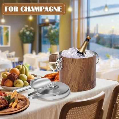 Ice Bucket with Lid & Tong- Well Made Insulated Stainless Steel Keep Ice Frozen Longer - Ideal for Cocktail Bar, Parties, Chilling Wine, Champagne - 3 Liter (Teakwood)