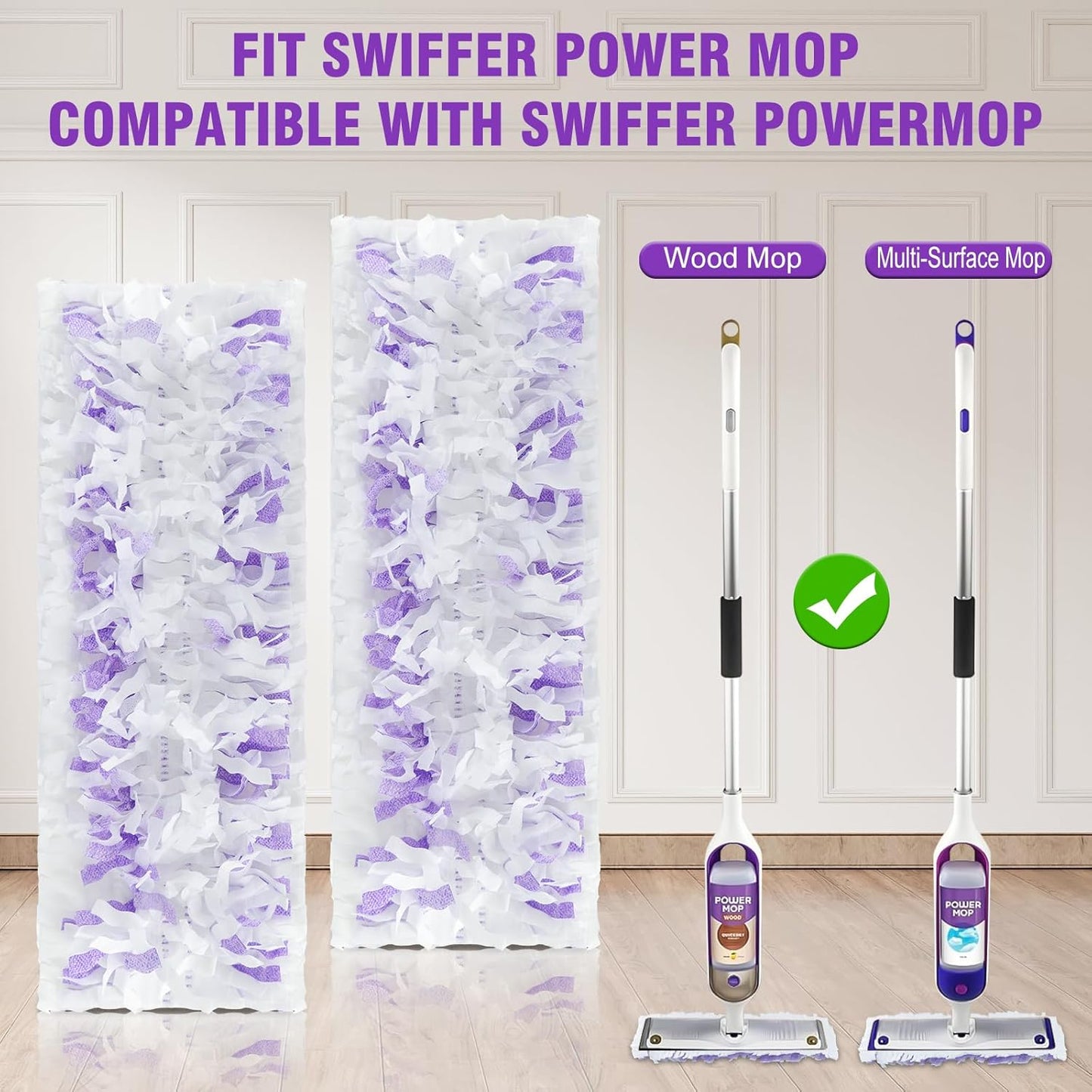Skiennix Disposable Power Mop Pads - 30 Pack Refills for Swiffer Powermop | Multi-Surface Cleaning