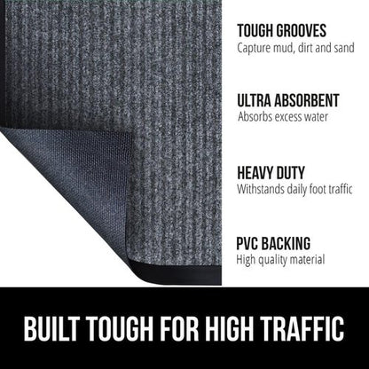 GORILLA GRIP Waterproof Door Mat - Heavy Duty Entryway Rug for Home & Office | 29x17, Charcoal Gray