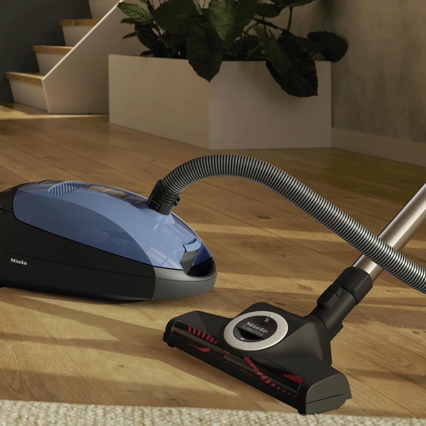 Miele Classic C1 Turbo Team Bagged Canister Vacuum - Portable Tech Blue for Efficient Cleaning