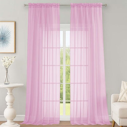 OWENIE Sheer Pink Curtains 108 Inches Long for Living Room Bedroom 2 Panels Set, Lightweight Airy Pink Sheer Curtain, Filmy Voile Rod Pocket, 2 PCS, Each 59" W x 108" L