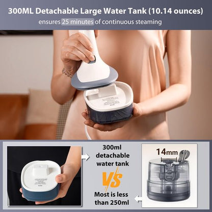 YIKA Steamer for Clothes, 30s Heat Up, 300ml Water Tank, Portable Garment & Clothing Wrinkle Remover, Travel Steam Iron with 25 Minutes Continuous Steam for All Kinds of Fabrics