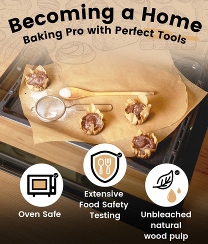 Unbleached Parchment Paper Sheets by [Brand Name] - 200 Non-Stick, Non-Toxic 12x16 Inch Pre-Cut Sheets for Baking, Cooking & Grilling