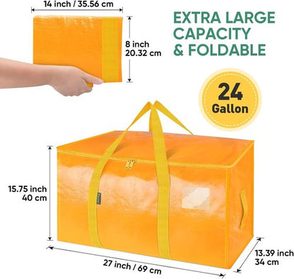 BALEINE Oversized Moving Bags - Heavy-Duty Storage Totes with Reinforced Handles | Light Yellow, 8-Pack