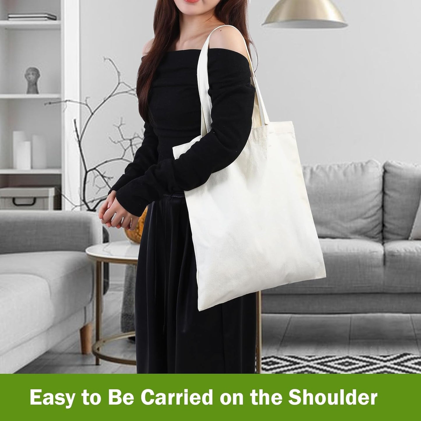 Skiennix 18 Pcs Canvas Tote Bags - Eco-Friendly, Reusable Natural Color | 15 x 16 Inch for Grocery & DIY Gifts