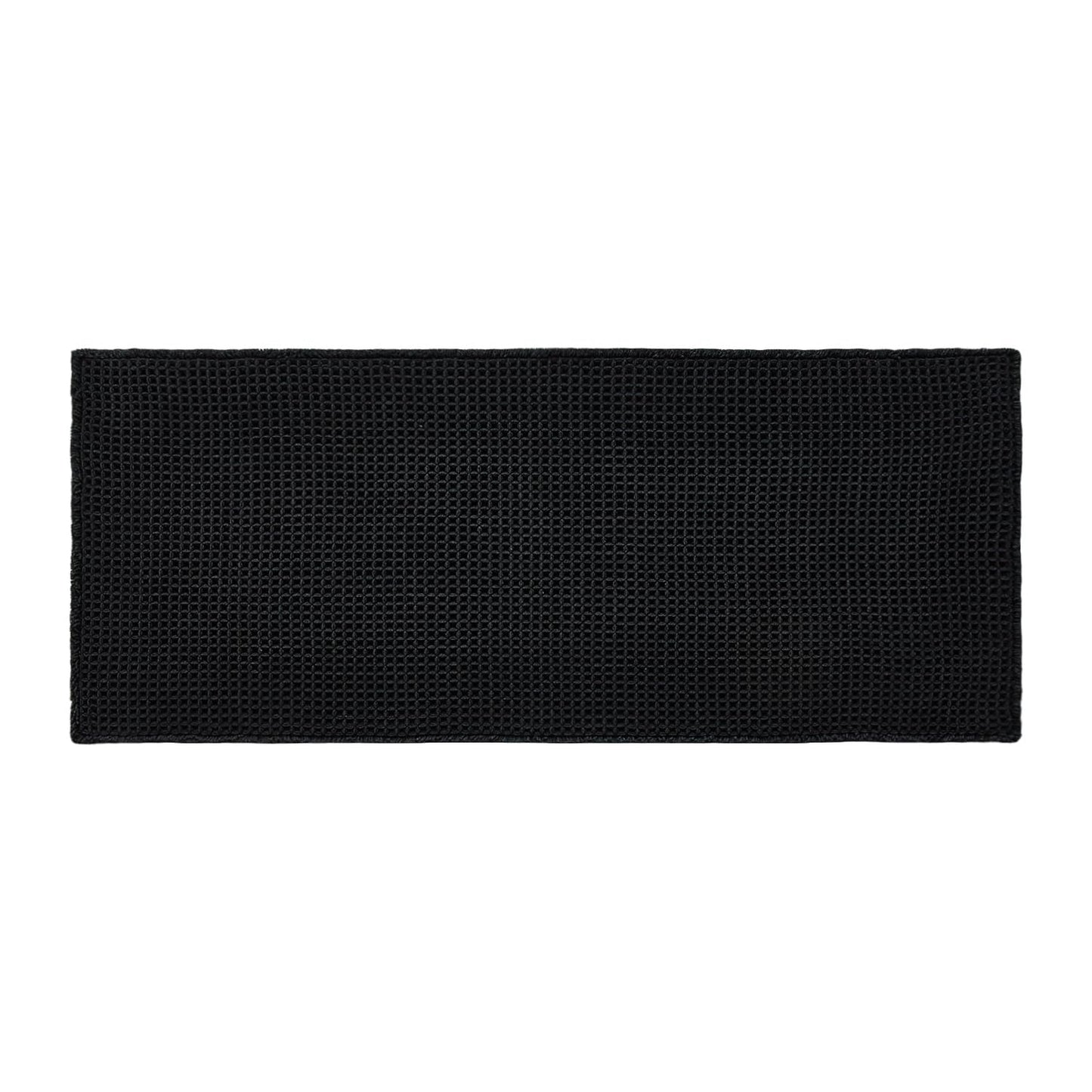 TYUU Black Long Bathroom Rug, Waffle Runner Rug Bathroom Non Slip Washable Super Absorbent Quick Dry Boho Farmhouse Bath Decor, 72"x24" Black