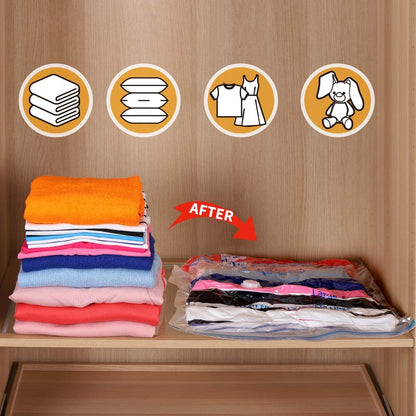 Space Saver - 8 Medium Vacuum Storage Bags for Clothes | Pump Included for Easy Use