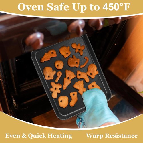 E-far Nonstick Toaster Oven Tray - 10.5x8 Inch Baking Sheet Pan for Cookies & Bacon | Easy Clean, Heat Resistant