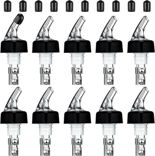 BBTO Automatic Measured Bottle Pourer Spout Liquor Pourers Bottle Jigger Quick Shot Spirit Measure, 1 oz/ 30 ml(Clear, Black,20 Pieces)