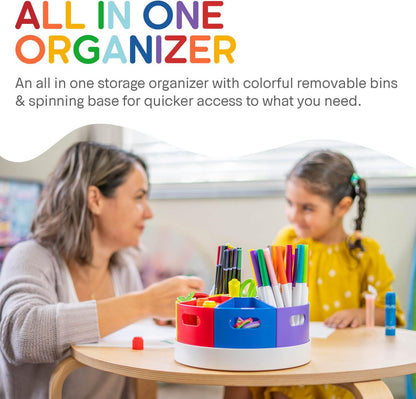 PUZZLE EZ Art Supply Storage Organizer - Rotating Lazy Susan Caddy for Crayons, Markers & Pencils