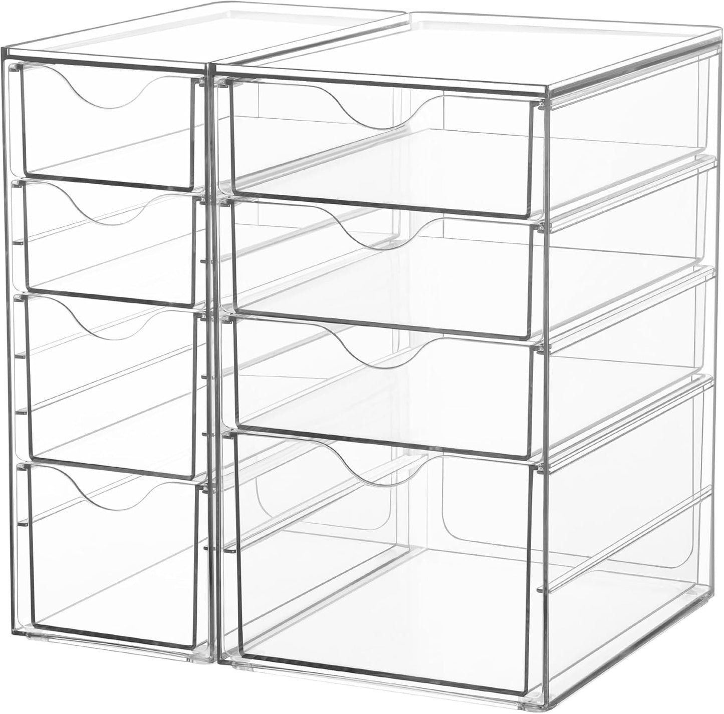 Vtopmart Acrylic Organizer - 8 Drawer Clear Makeup Storage | Dustproof Desk Organizer for Office & Crafts