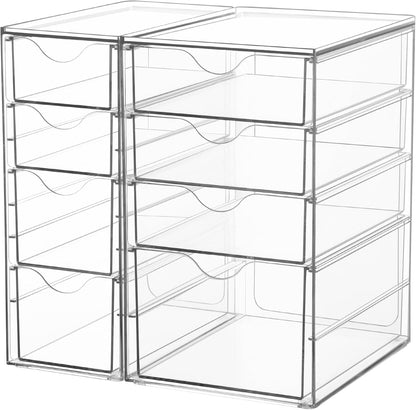Vtopmart Acrylic Organizer - 8 Drawer Clear Makeup Storage | Dustproof Desk Organizer for Office & Crafts