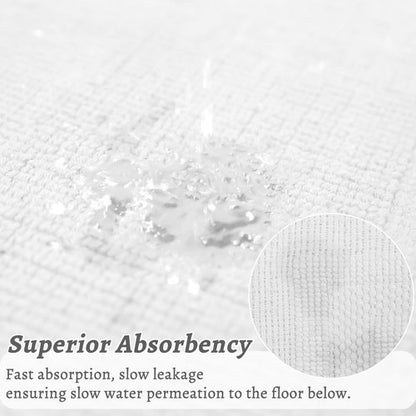 Mrs Awesome Soft 100% Cotton Bath Mat with Hot-melt Non-Slip Backing, 20" x 32" Comfortable & Absorbent Washable Textured Woven Rug for Bathroom, White