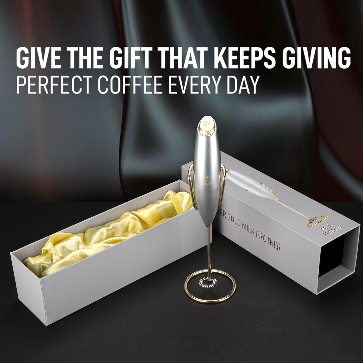 Zulay Kitchen Milk Frother - Luxury Handheld Electric Foam Maker for Coffee & Lattes | Gift-Ready with 4 Duracell Batteries