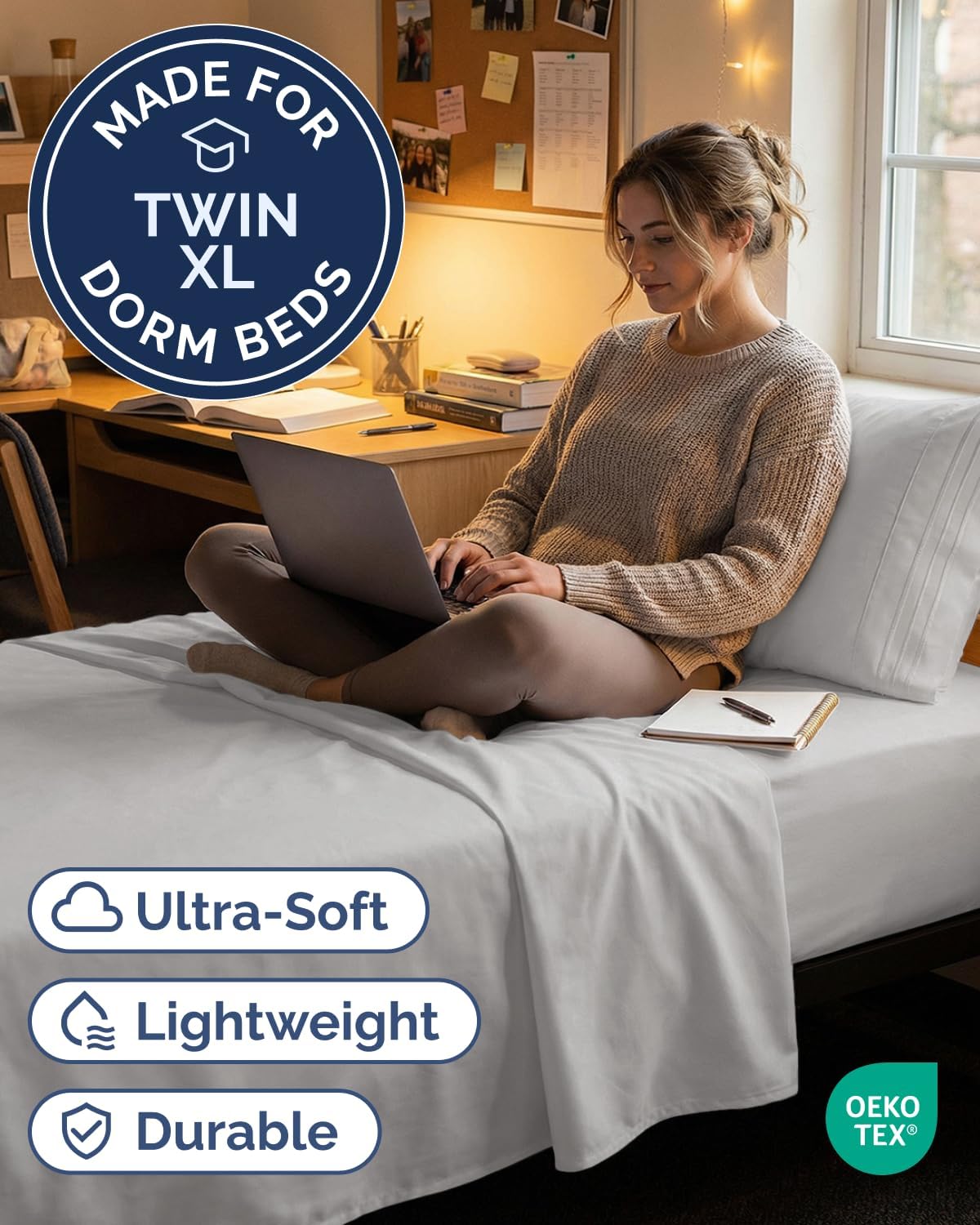 Comfy Twin XL Sheet Set by [Brand Name] - 3 Piece Cooling Bedding | Soft, Breathable & Wrinkle-Free - French Grey