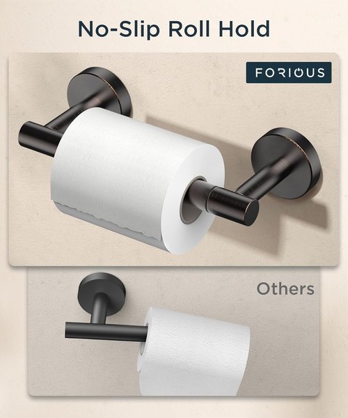 FORIOUS Toilet Paper Holder - Rustproof Stainless Steel Double Post Design | Oil Rubbed Bronze Finish