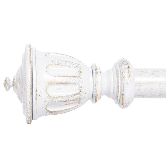 NICETOWN Antique White Curtain Rods for Windows 72 to 144 Inch, Adjustable Decorative 1 1/8 Inch Heavy Duty Single Window Curtain Rod Set with Vintage Trophy Finials, Pack of 1