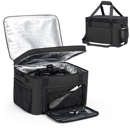 Wigojoy Slow Cooker Carrying Bag, Double Layer Insulated Design Slow Cooker Carrier with Removable Hard Liner and Pot Lid Fastener for 6-8 Quart Crock Pot, Black