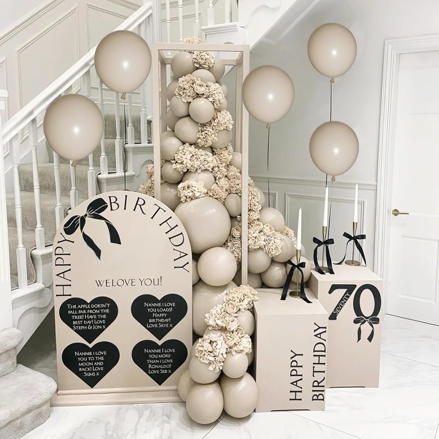 Skiennix 12-Inch Sand White Latex Balloons - 110 Pack for Birthday Parties & Baby Showers