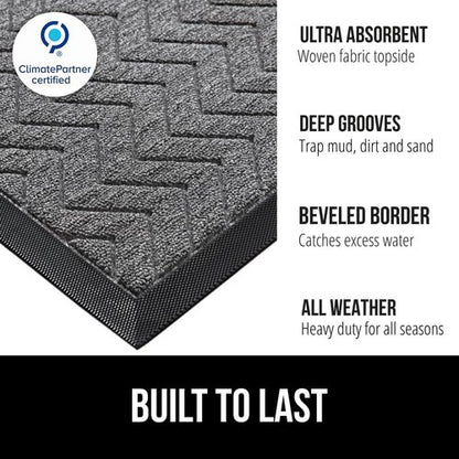 GORILLA GRIP Waterproof All-Season WeatherMAX Doormat - 34x58 Natural Rubber, Stain & Fade Resistant, Easy Clean