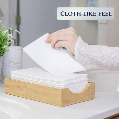 50 Paper Towels Cloth-Like Hand Tissue Paper Napkins, Disposable Hand Towels for Bathroom Guests, Disposable Face Towel for Guest, Washcloths or Dinner Napkin, Made in USA, White