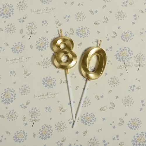 Gold Number 80 Cake Topper by [Brand Name] - Elegant 80th Birthday Candles for Party Decor