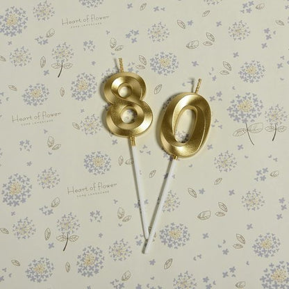 Gold Number 80 Cake Topper by [Brand Name] - Elegant 80th Birthday Candles for Party Decor