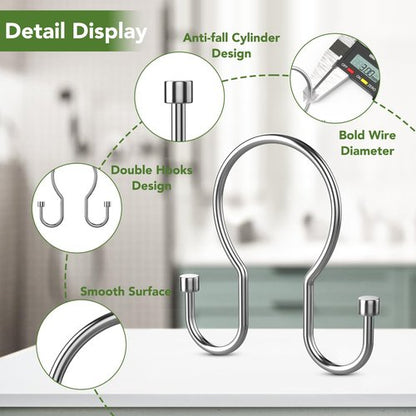 Goowin Shower Curtain Hooks, Simple Shower Curtain Rings, Sturdy Shower Curtain Hangers, Double Hook Shower Curtain Hooks, Smooth Gliding Metal Shower Hooks for Shower Curtain (Chrome, 12 Pack)
