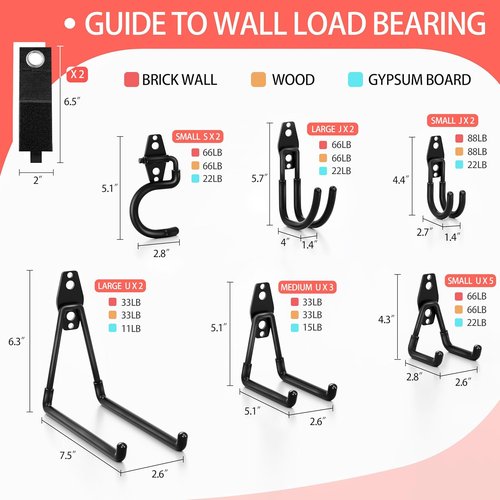 Heavy Duty Garage Hooks 18 Pack by [Brand Name] - Anti-Slip Coating for Bikes, Ladders & Tools