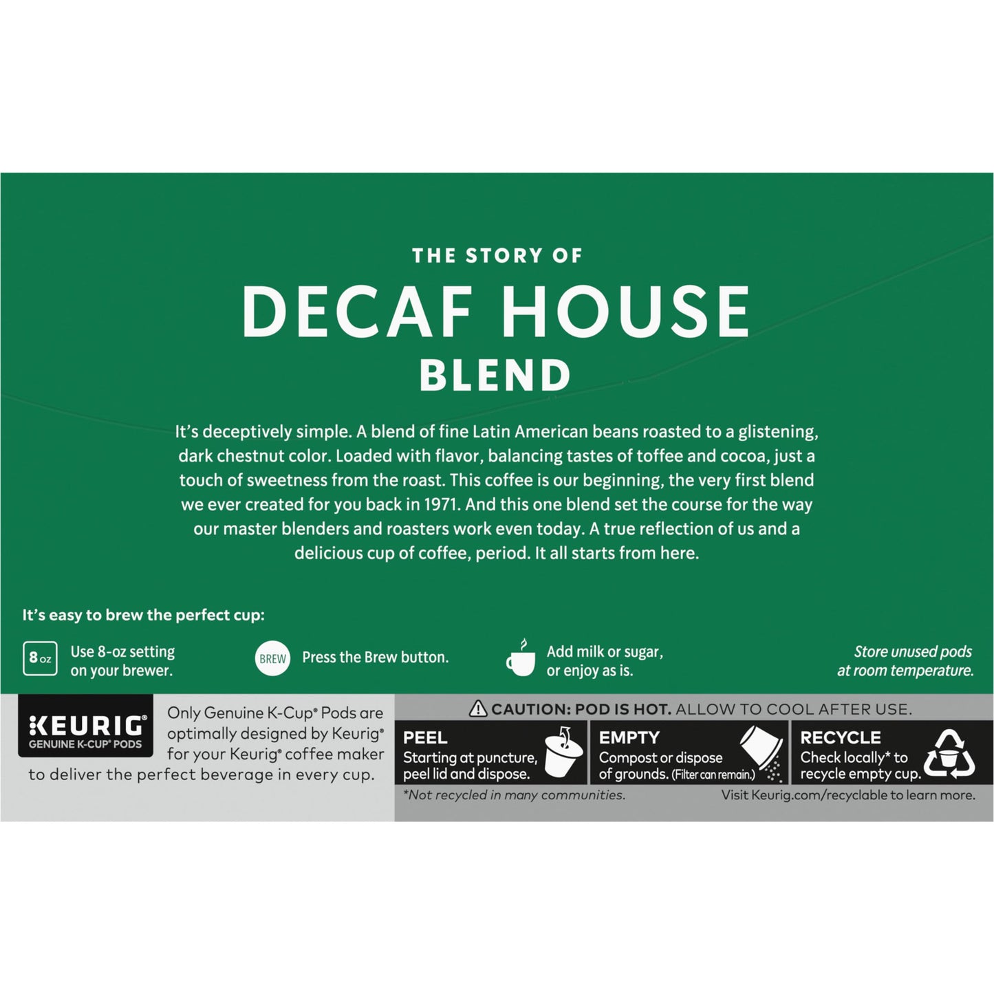 Starbucks K-Cup Coffee Pods, Medium Roast Hot or Iced Coffee, Decaf House Blend, 60 Keurig Pods