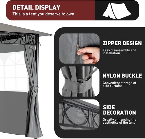 Gazebo | Gazebo Canopy Tent with UV Protection for Outdoor Events - 10'x10', Grey