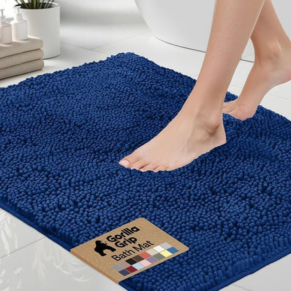 GORILLA GRIP Bath Rug Mat - Soft Absorbent Chenille | Quick-Dry Microfiber, 36x24 Royal Blue