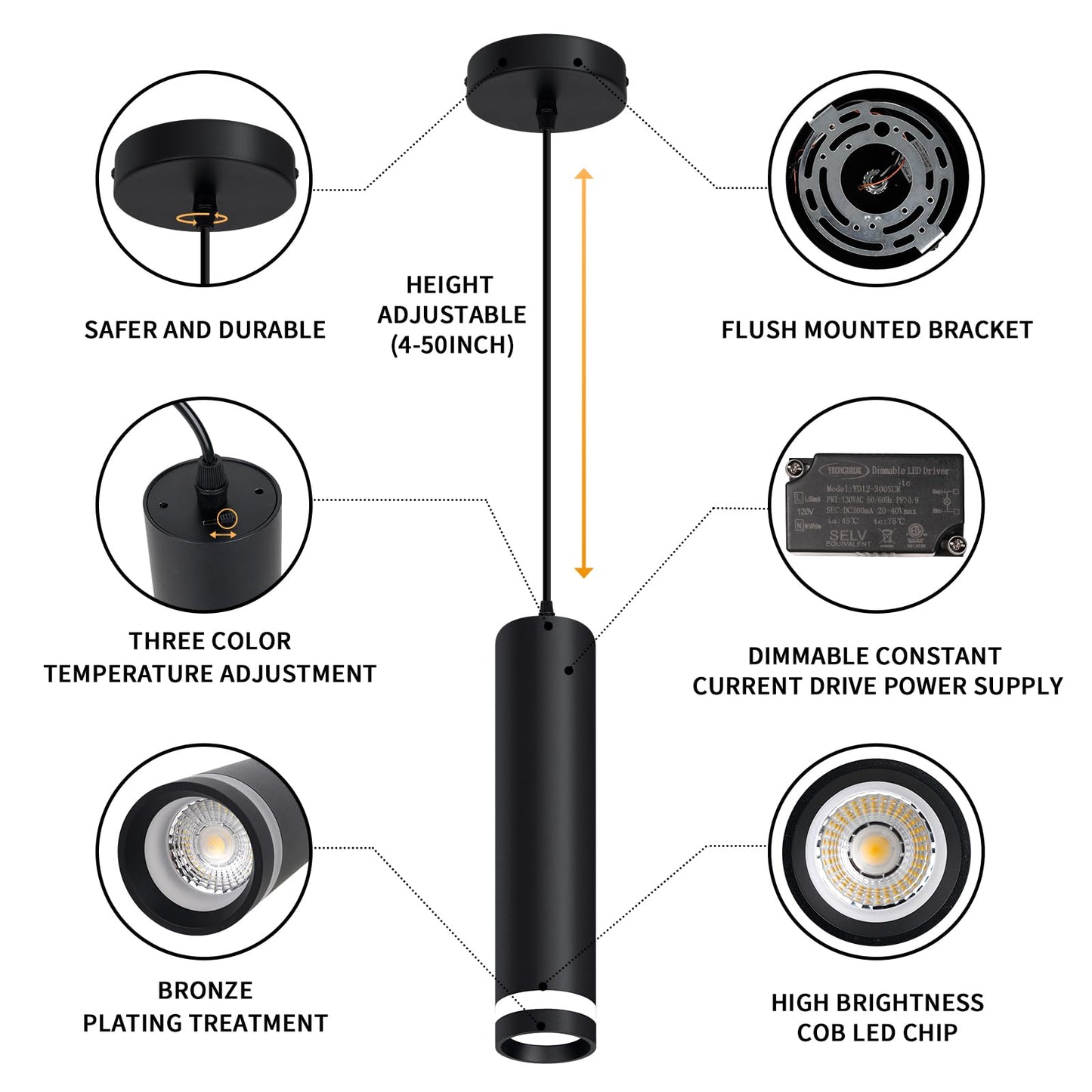 OKELI Modern Pendant Island Light Square 3-Light Smart