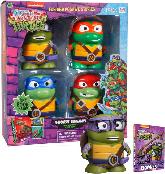 P.M.I. TMNT Edition | Teenage Mutant Ninja Turtles 4-Pack Collectible Figures with Storybooks | Educational Toy Set for Kids