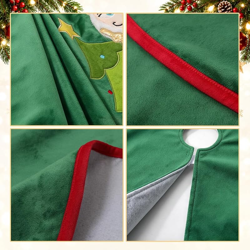 Christmas Tree Skirt Nutcracker 48 Inch - Green with Red Edging, 48in