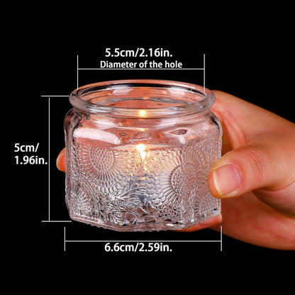 Skiennix Set of 6 Glass Tea Light Candle Holders - Colorful Votive Centerpieces for Weddings & Parties