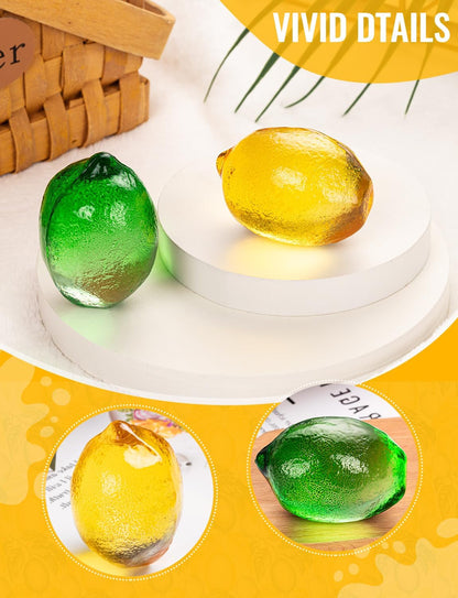 Skiennix Glass Lemon Figurines - 2-Inch Collectible Fruit Decor for Home & Office Table