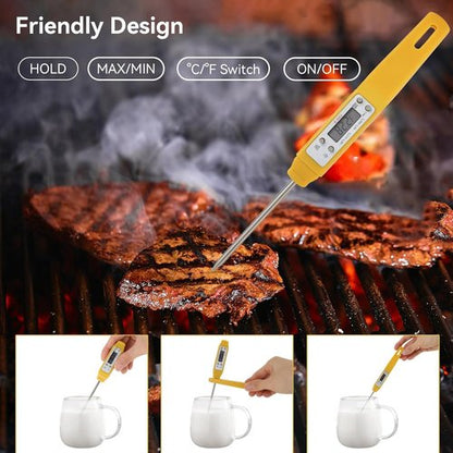 Akozon Digital Food Thermometer - High Accuracy Automatic Calibration Pocket Thermometer | Yellow