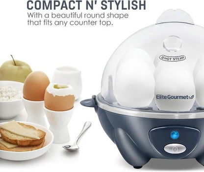 Elite Gourmet Electric Egg Cooker - 7 Egg Capacity for Soft, Medium, Hard-Boiled & Omelets | BPA Free