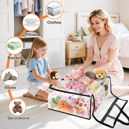 SpaceTrove Clear Storage Bags - Heavy-Duty Under Bed Organizers | 4 Pack for Comforters, Bedding & Toys, 40L