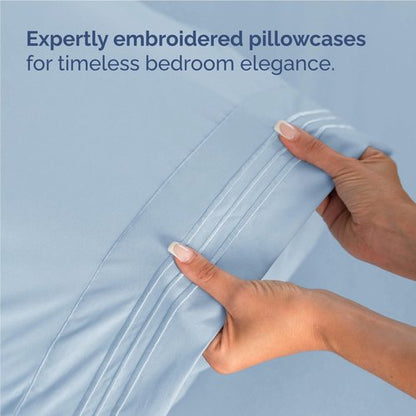 Full Size 4 Piece Sheet Set - Comfy Breathable & Cooling Bed Sheets Set - Hotel Luxury Bedding for Women, Men, Kids, Teens, Boys & Girls - Deep Pockets, Soft and Wrinkle Free - Oeko-Tex - Light Blue