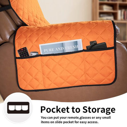 Easy-Going Oversized Recliner Chair Slipcover Reversible Sofa Cover Water Resistant Couch Cover Furniture Protector with Elastic Straps for Pets Dog (Oversized Recliner, Orange/Black)