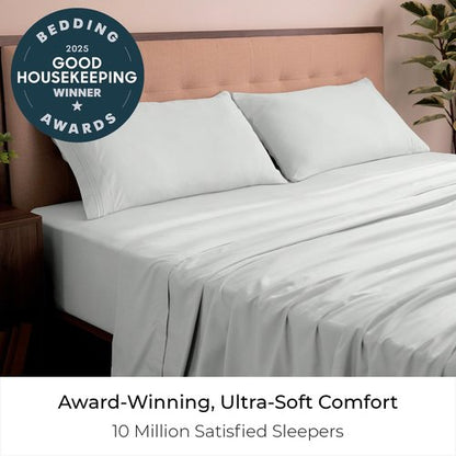 Mellanni California King Sheets Set - 4 PC Iconic Collection Bedding - Hotel Luxury, Extra Soft, Cooling Bed Sheets - Wrinkle, Fade, Stain Resistant (Cal King, Ivory)