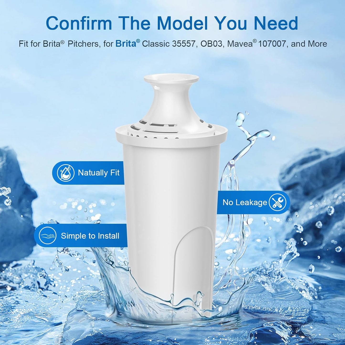 Brita Water Filter Replacement - Reduces Chlorine & Bad Taste | Lasts 2 Months, 3 Filters Included