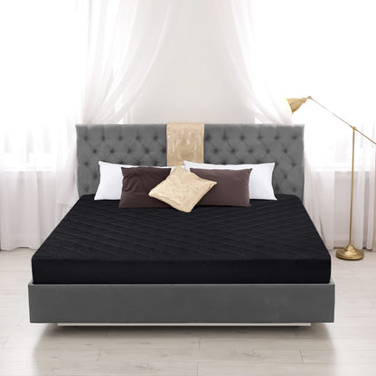 Utopia Bedding Quilted Fitted Mattress Pad, Queen Size, Elastic Fitted Mattress Topper Protector and Cover with Deep Pocket Stretches up to 16 Inches, Machine Washable (Black)