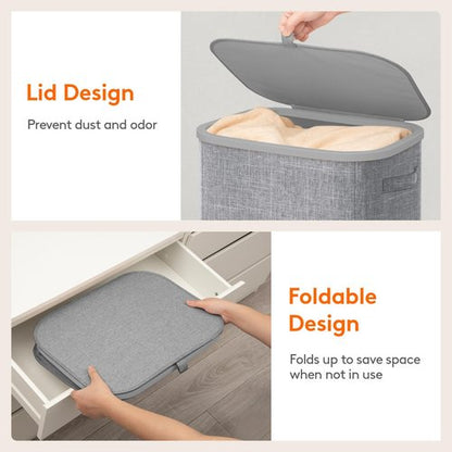 Lifewit 105L Large Laundry Basket with Lid, Laundry Hamper with Plastic Handles and Removable Bag, Foldable Tall Dirty Clothes Hampers for Laundry for Laundry Room, Bedroom, Bathroom, Dorm, Light Gray