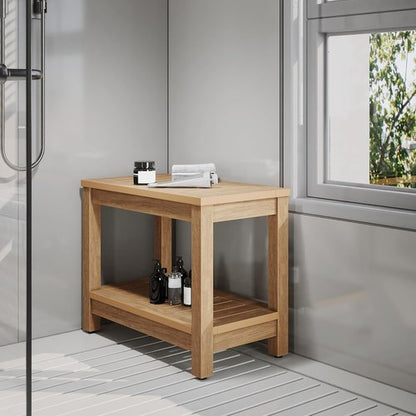 DWVO Shower Stool - 23.5in Water-Resistant Non-Slip Bench for Bathroom & Outdoor Use (Teak)